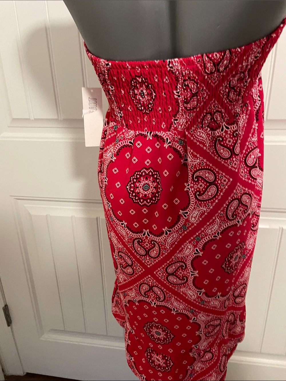 Derek Heart Red Strapless Bandana Tie-Front Sundress - Picture 4 of 9